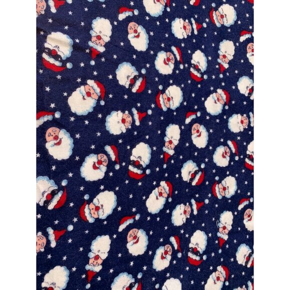 Christmas Santa Face Flannel Fabric 1/2 yard 42" wide Blue Red - Picture 1 of 2